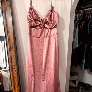 Fashion Nova Pink Satin Prom Dress